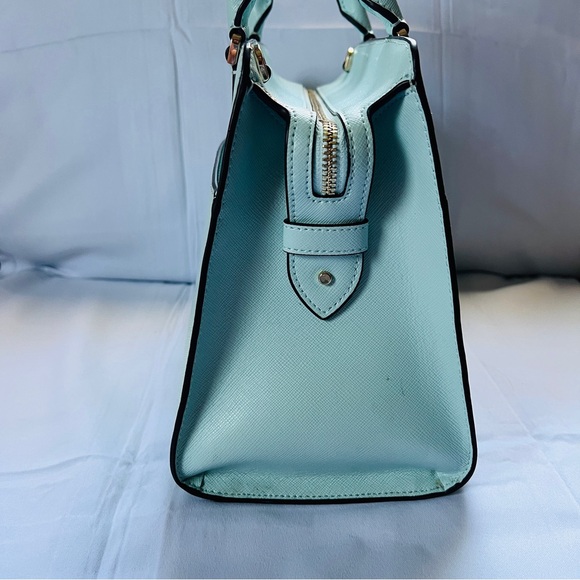 Kate Spade Madison Saffiano Leather Medium TopZip Blue Glow Satchel GUC NO STRAP - Picture 4 of 8